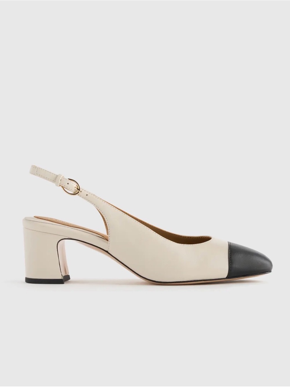 Quince Italian Leather 65mm Cap Toe Slingback